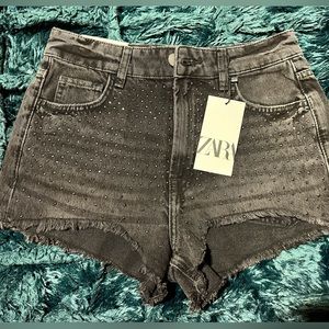 Zara embellished cut off shorts